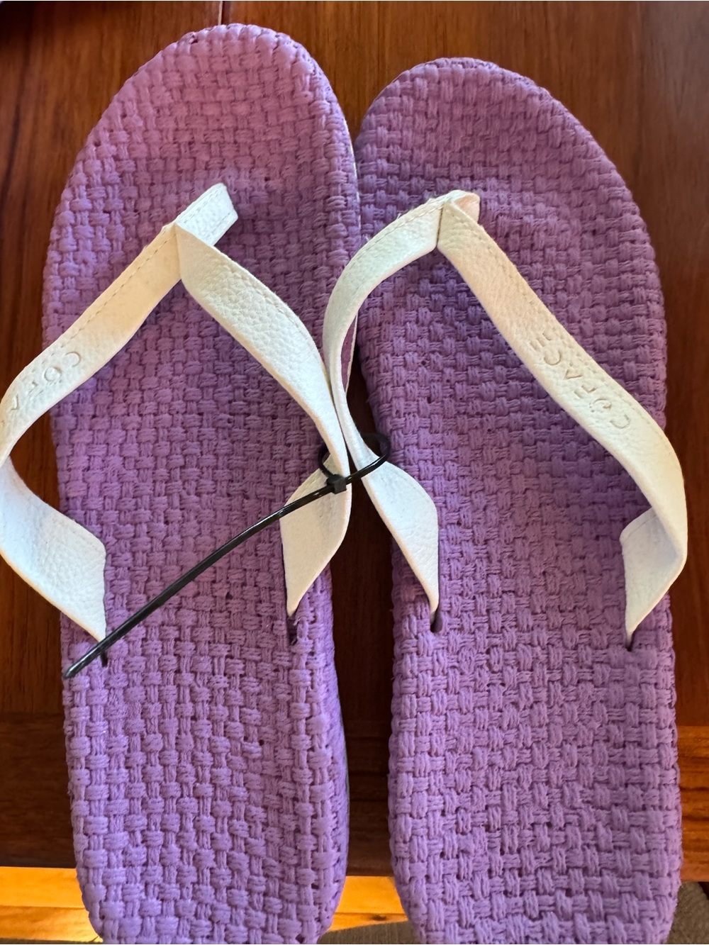 Purple Woven Flip-Flop Sandals with White Straps